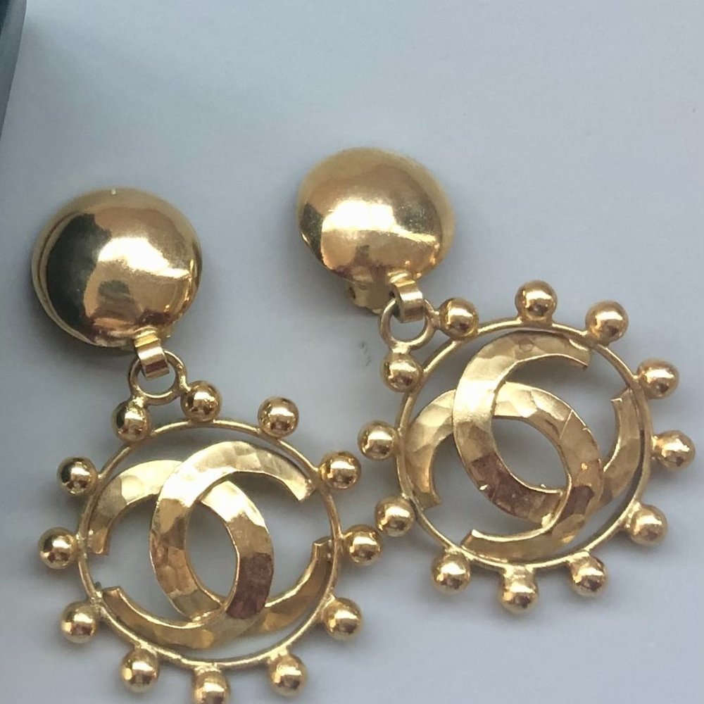 Authentic Chanel Wraparound Bead CC Logo Earrings